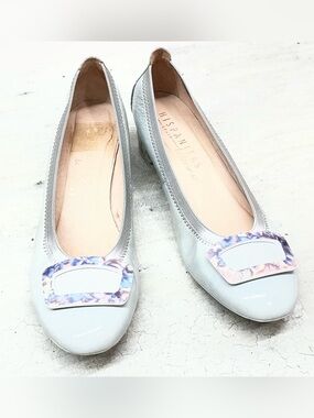 Hispanitas Light Blue Patent Ballet Flats with Decorative‎ Buckle